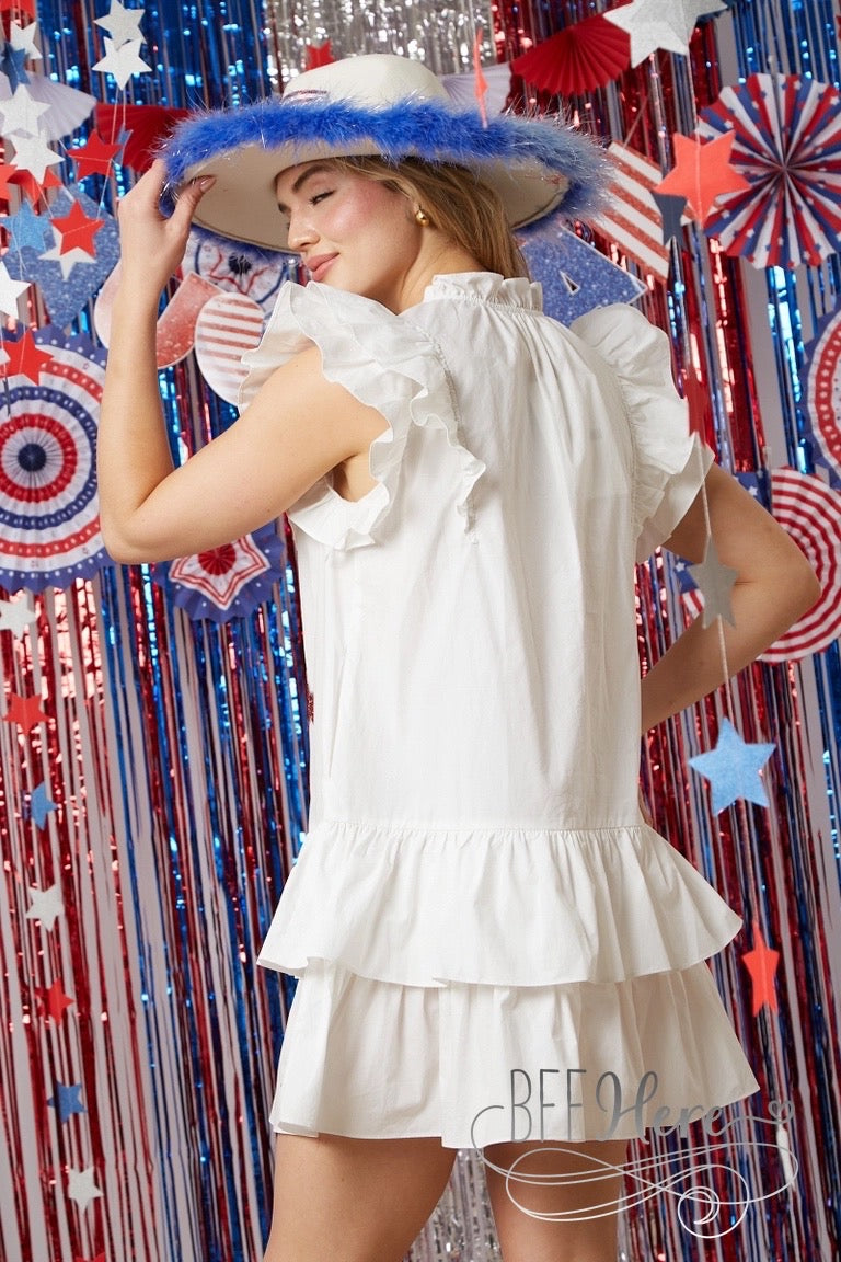 Star-Spangled Ruffle Dress: Patriotic Elegance / Choice of Color - BFF Here