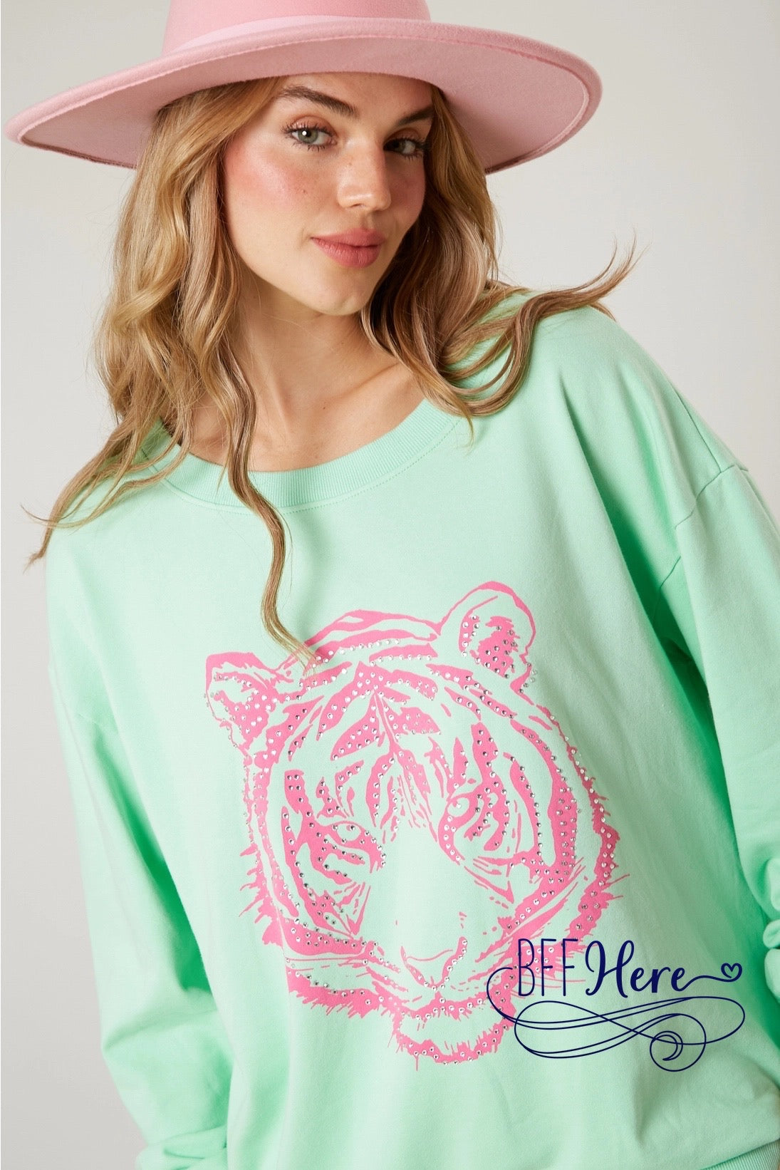 (PREORDER) Fierce Fashion: Tiger Print Loose Fit Sweatshirt (Ships End of January) - BFF Here