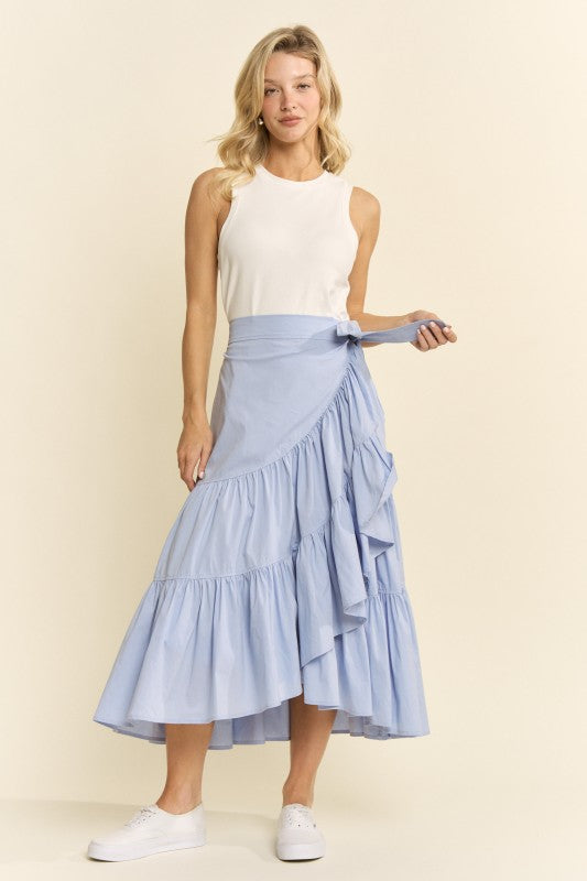 Asymmetrical Ruffle Wrap Midi Dress by Jade by Jane (Ships 2-3 weeks) - BFF Here