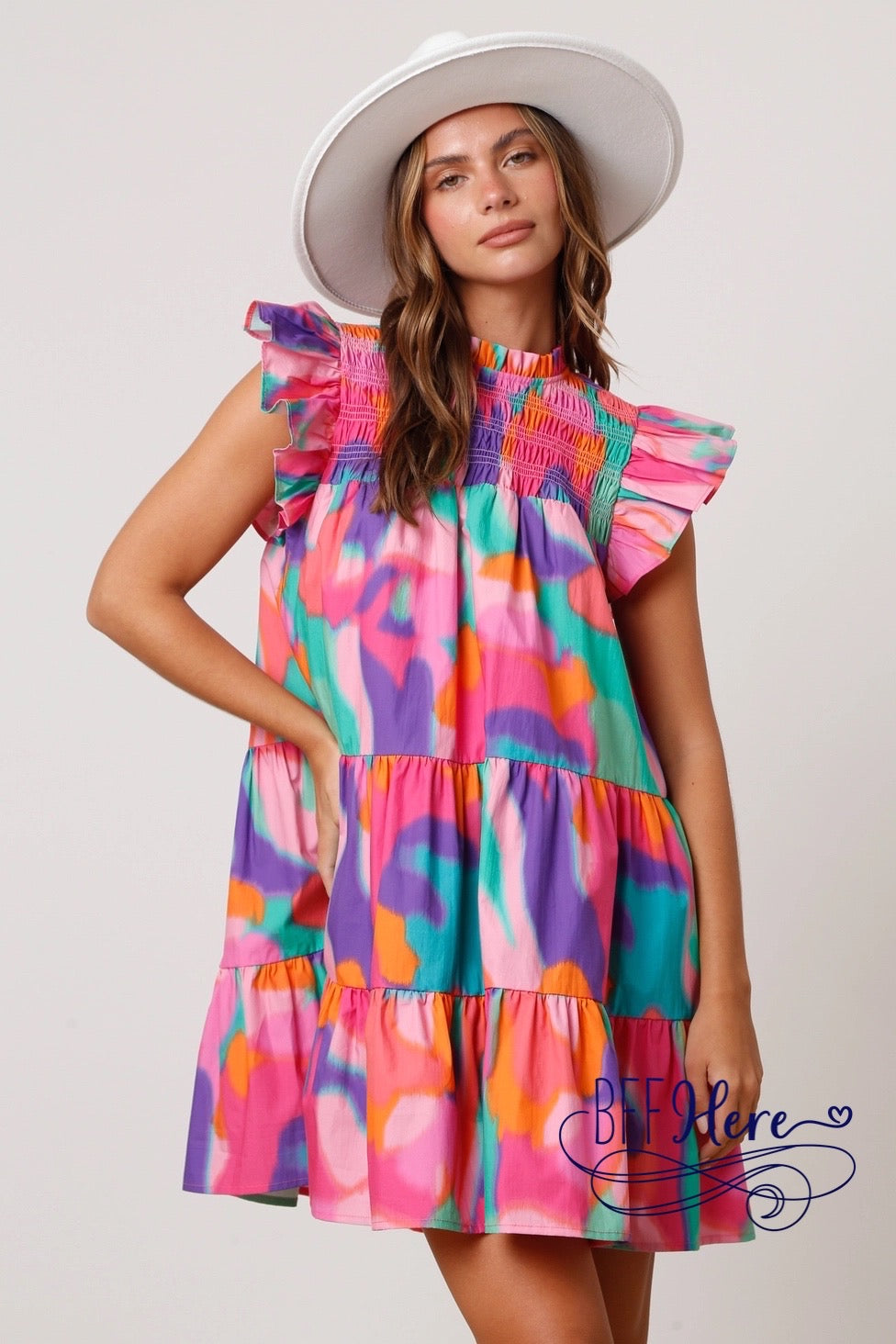 PREORDER: Artistic Flair: Poplin Brush Print Mini Dress (Ships End of January) - BFF Here