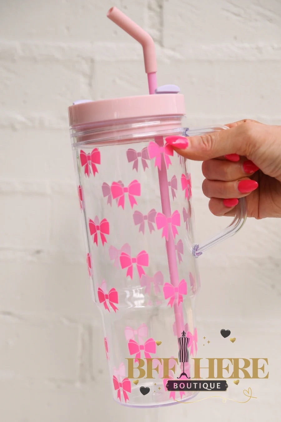 Tied Up In Pink Acrylic Tumbler by Jess Lea - BFF Here