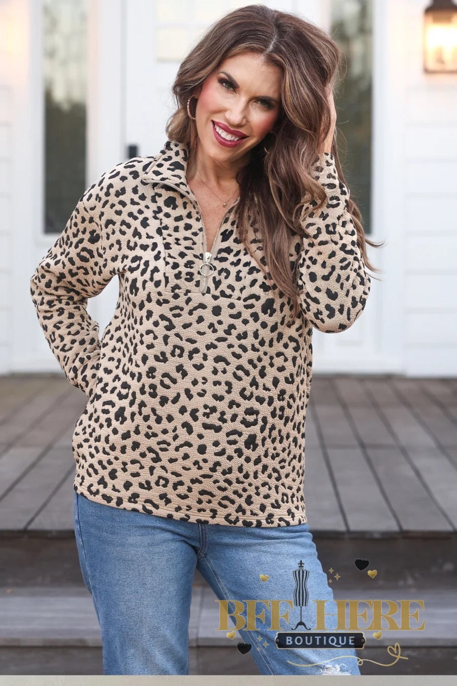 Landon Leopard Quarter Zip by Jess Lea - BFF Here