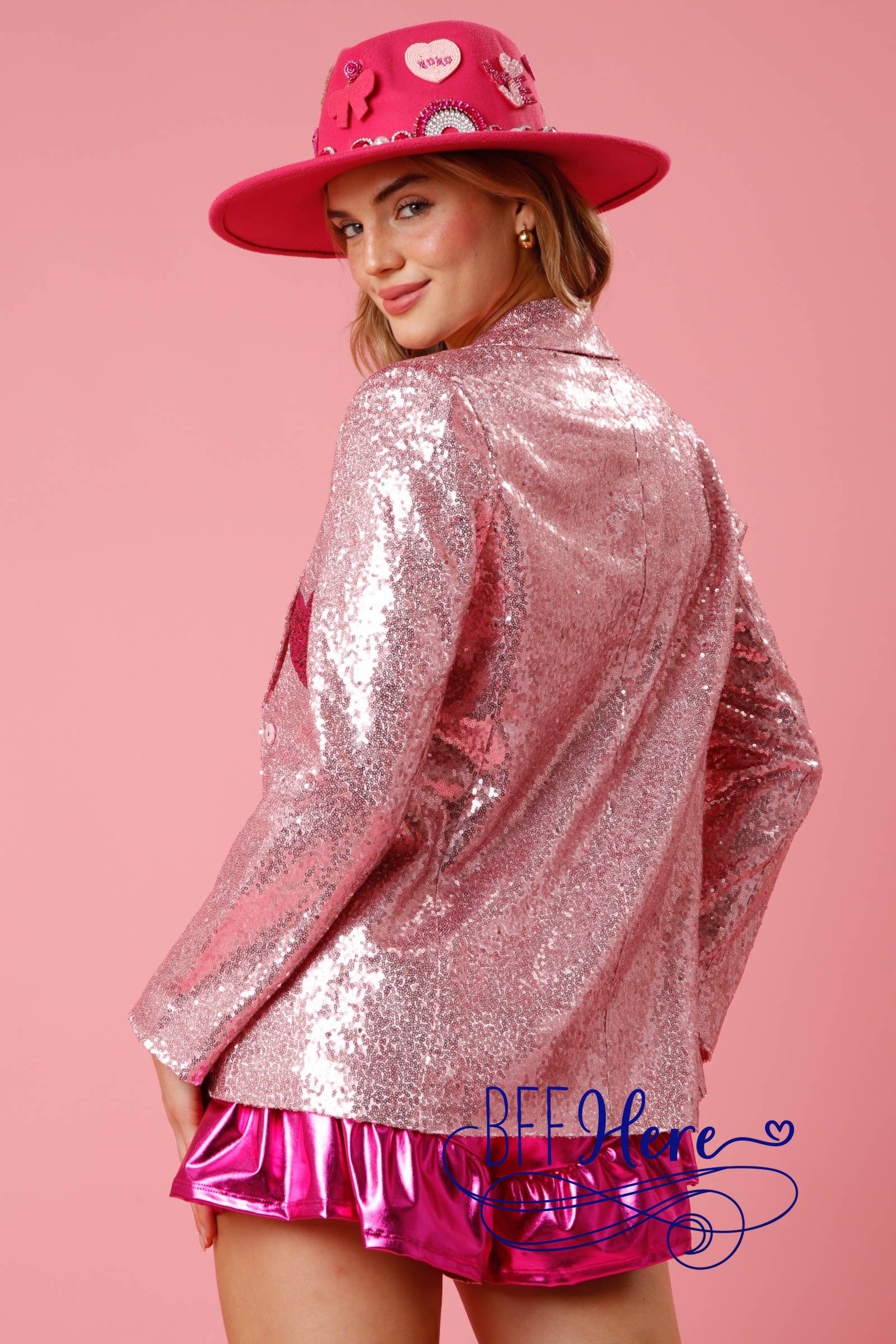 PREORDER: Love in Sparkle: Heart Sequin Blazer (Ships Beginning of January) - BFF Here