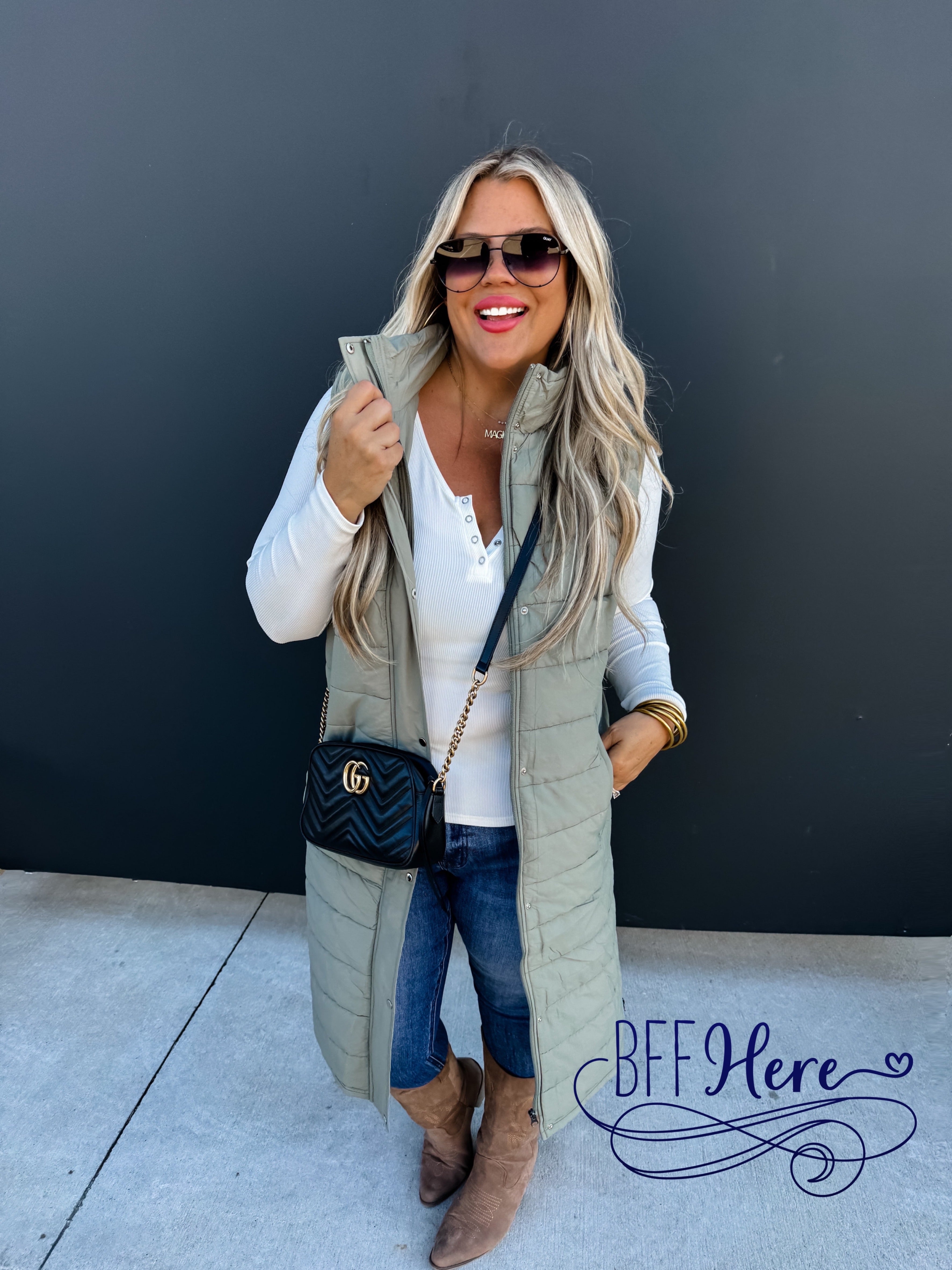 PREORDER: Kendall Long Puffer Vest / Olive (Ships Beginning of January) - BFF Here