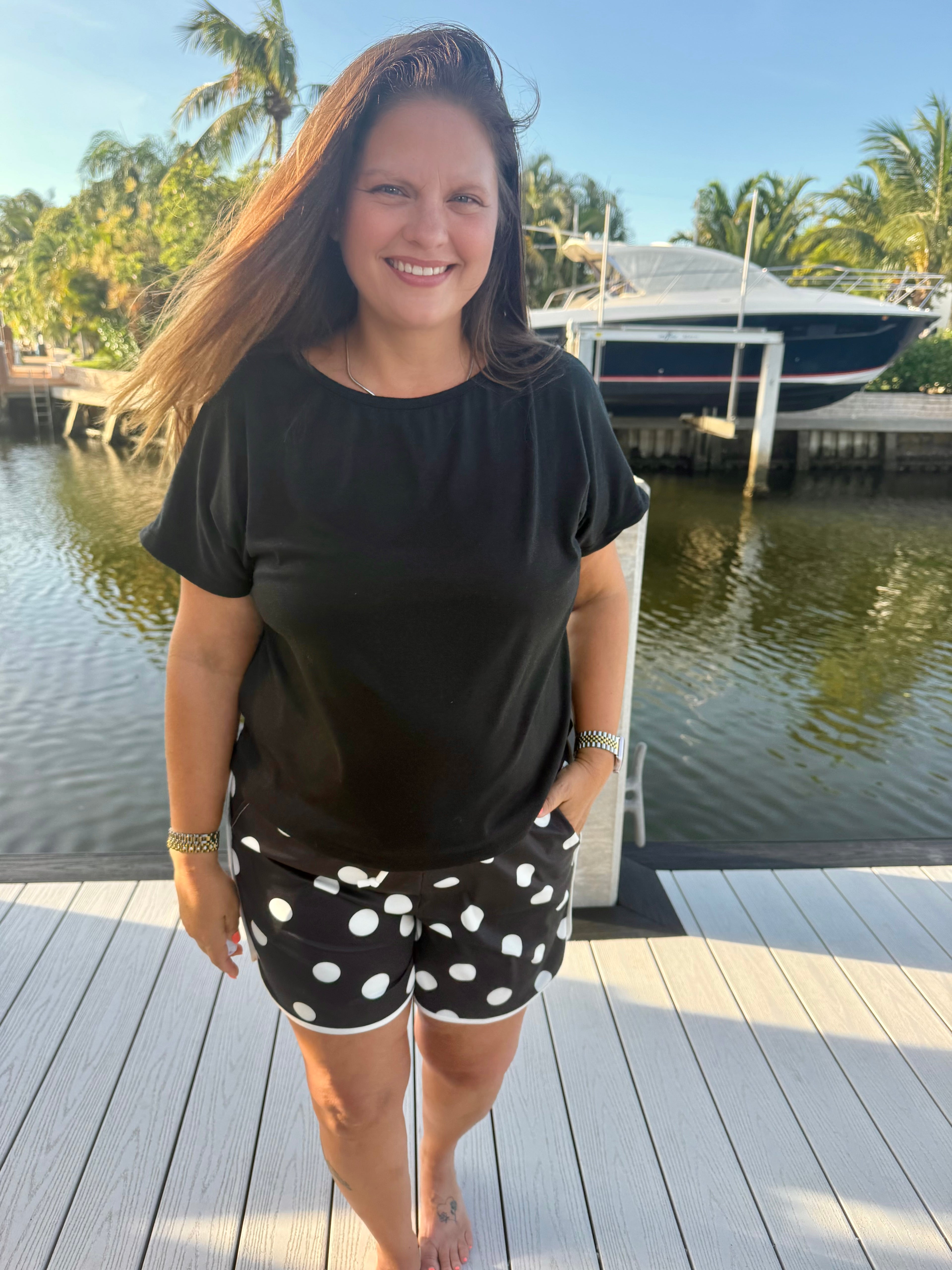 Polka Dot Posie Shorts - Long / Black by Sterling Kreek - BFF Here