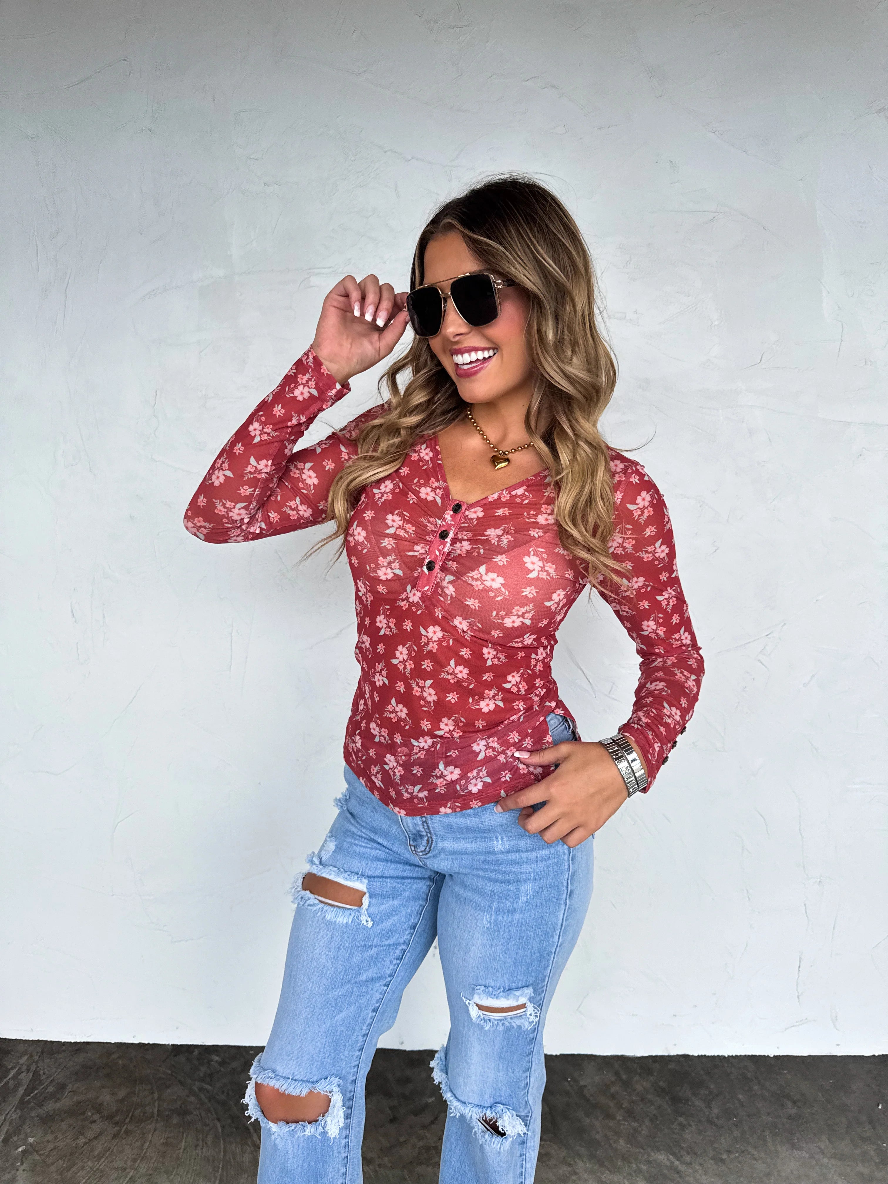 PREORDER: Annie V-Neck Mesh Top by Blakeley (ETA: Late November) - BFF Here