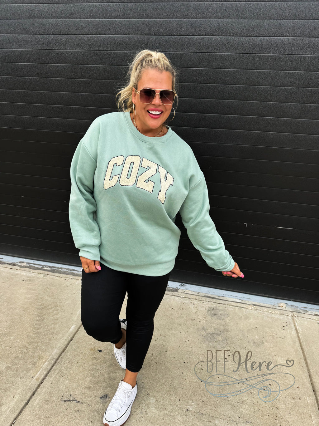 PREORDER: Sherpa Embroidered Sweatshirt by Blakeley (Ships End of September ) - BFF Here