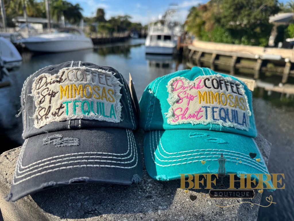 Drink Coffee Sip Mimosa Vintage Hat - BFF Here