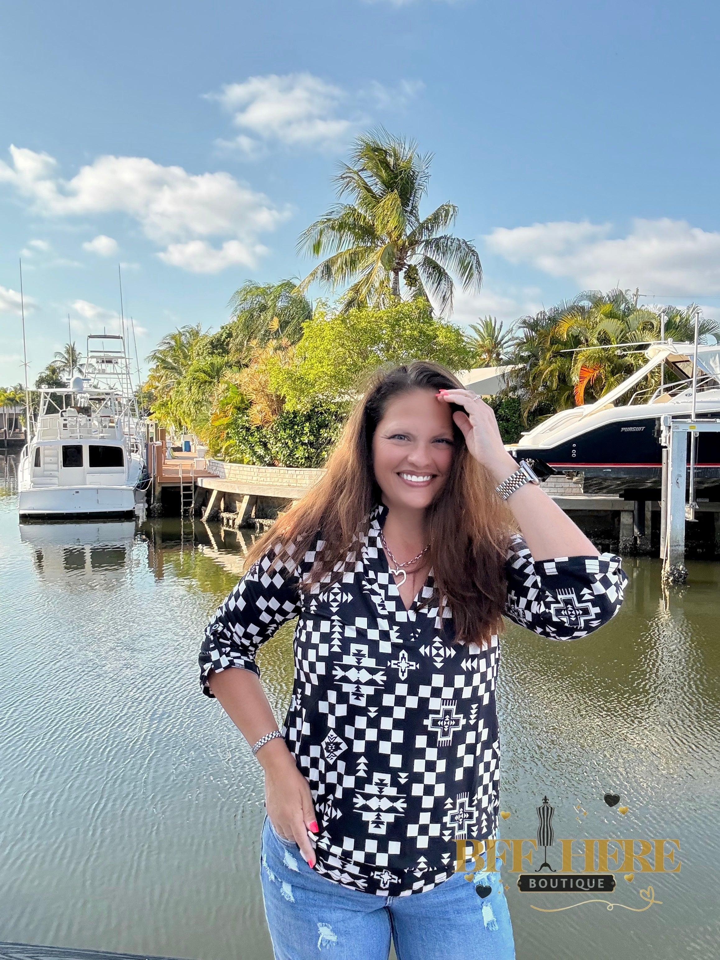 Night Aztec Top by Sterling Kreek - BFF Here
