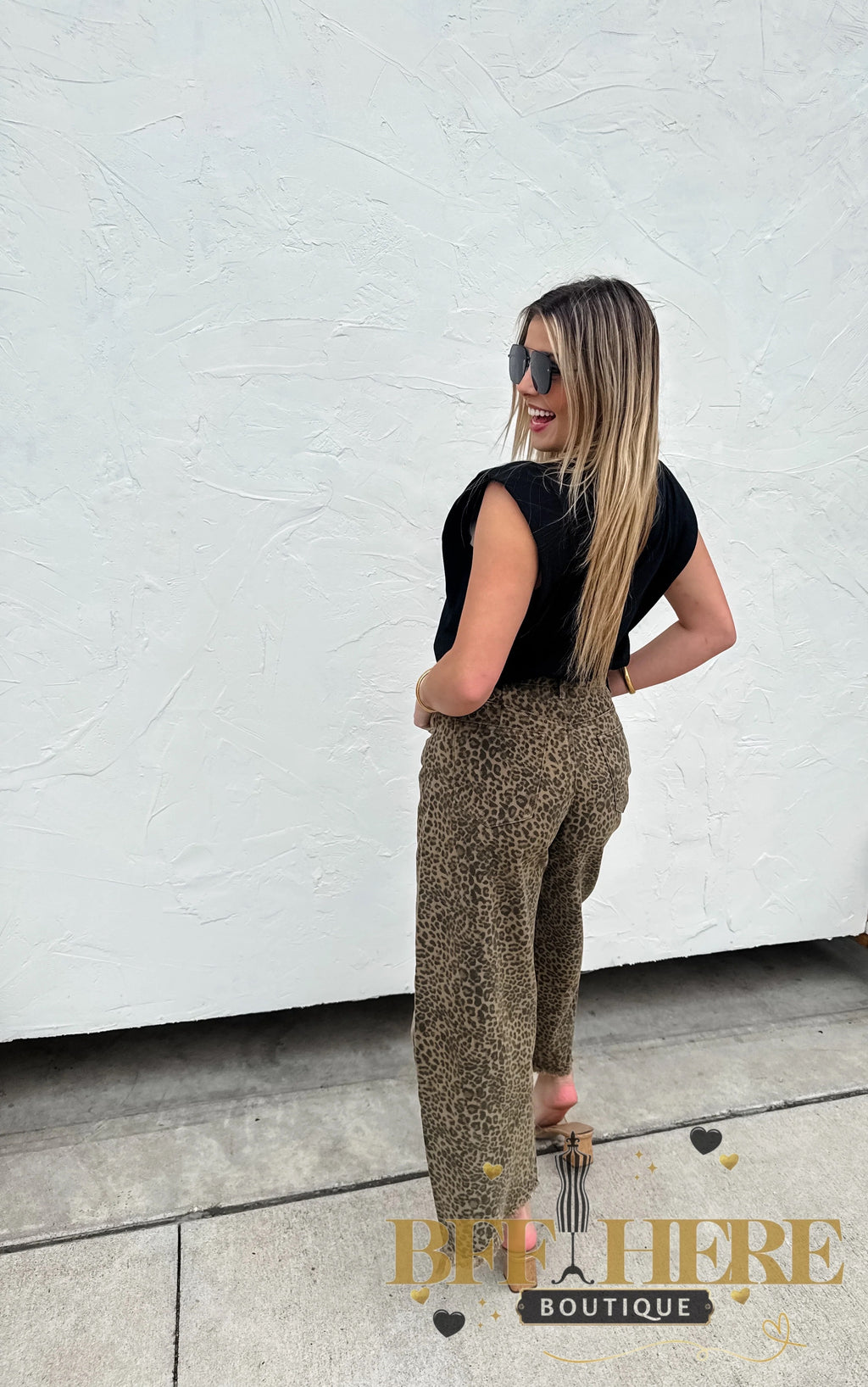 Cheetah Barrel Jeans by Blakeley - BFF Here