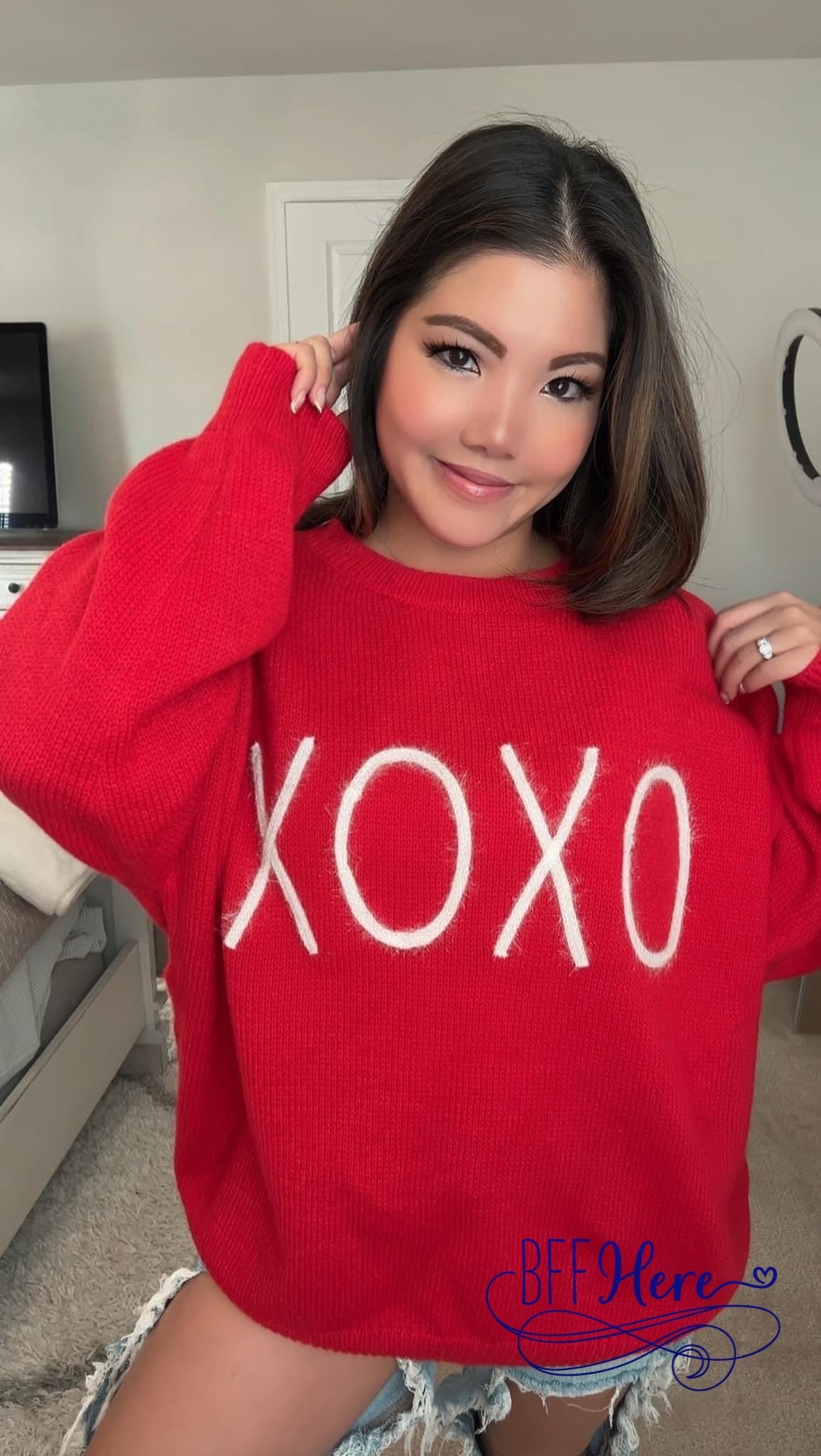 PREORDER: Hugs & Kisses Cozy: The XOXO Sweater (Ships End of January) - BFF Here