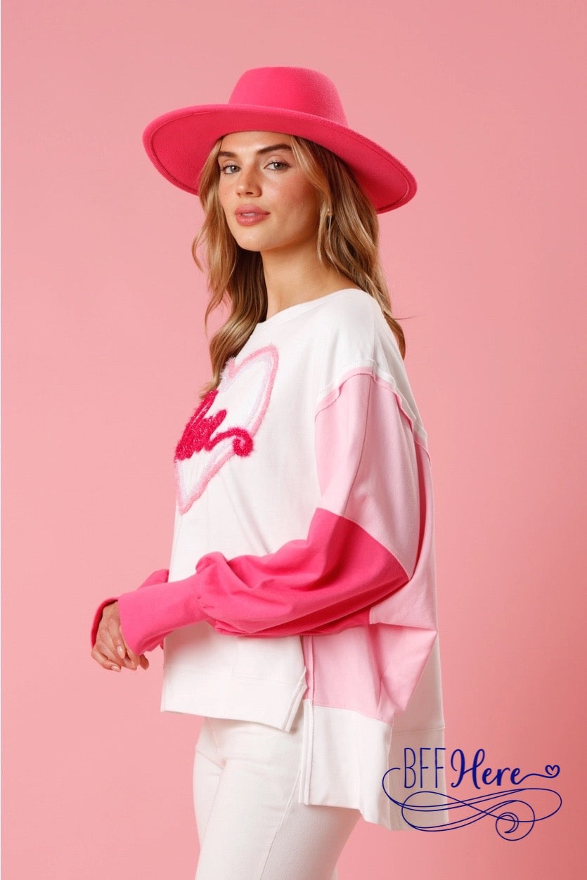 Affectionate Threads: 'Love' Yarn Color Block Pullover - BFF Here