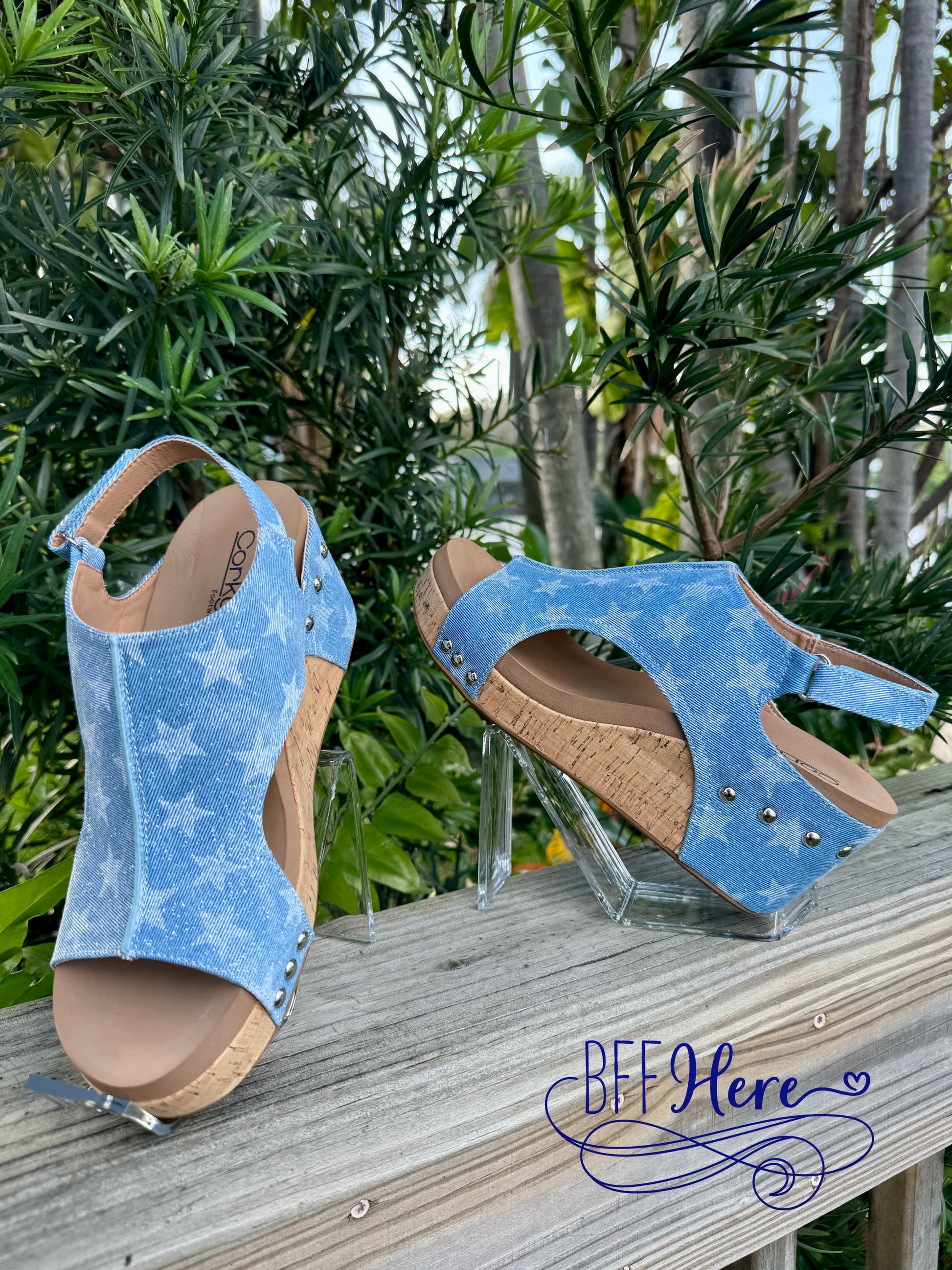 Carley - Light Blue Denim Stars by Corkys - BFF Here