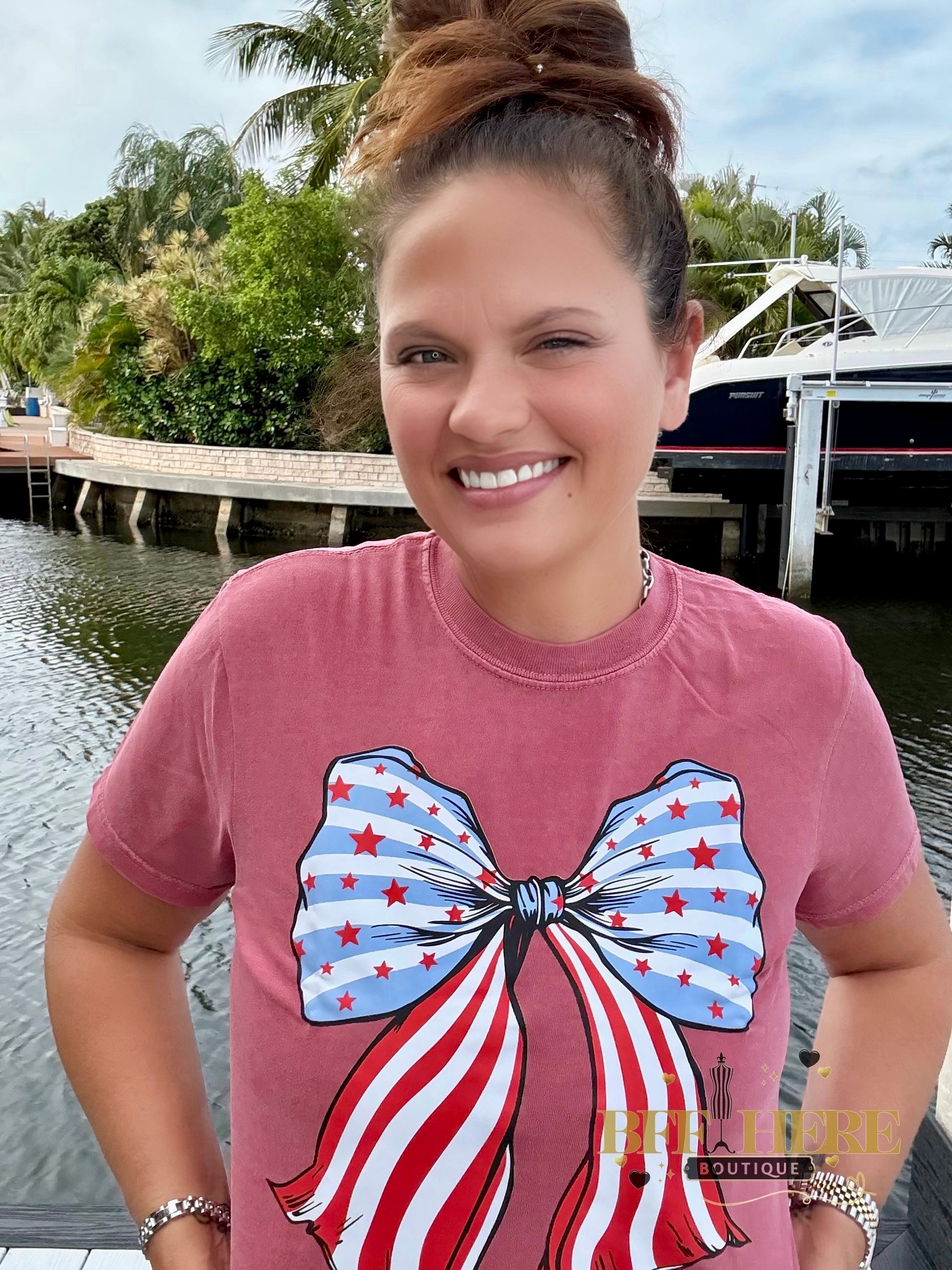All-American Bow Babe Tee - BFF Here