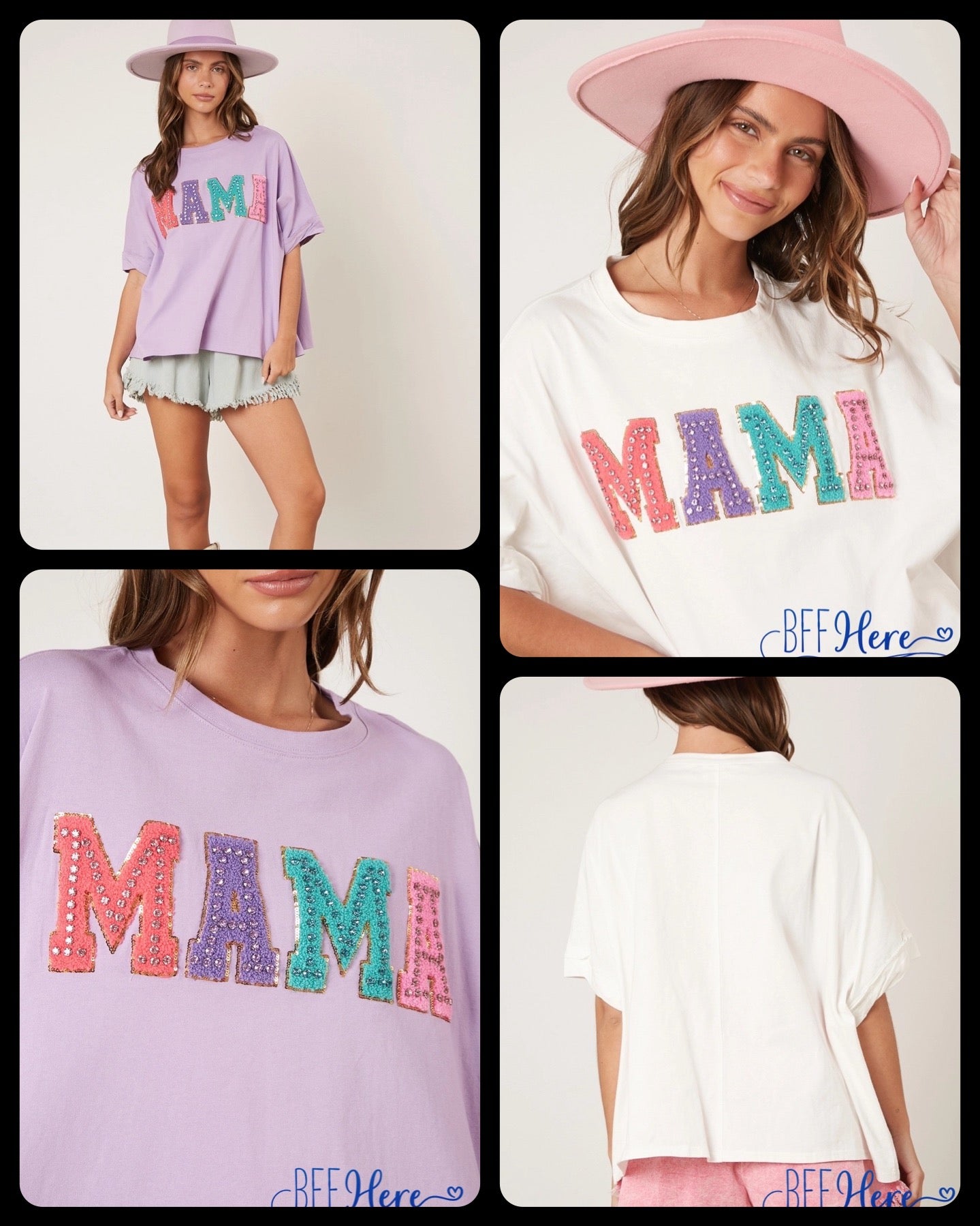 PREORDER: Sparkling Mama: Rhinestone Embellished Top / Choice of Color (Ships End of January) - BFF Here