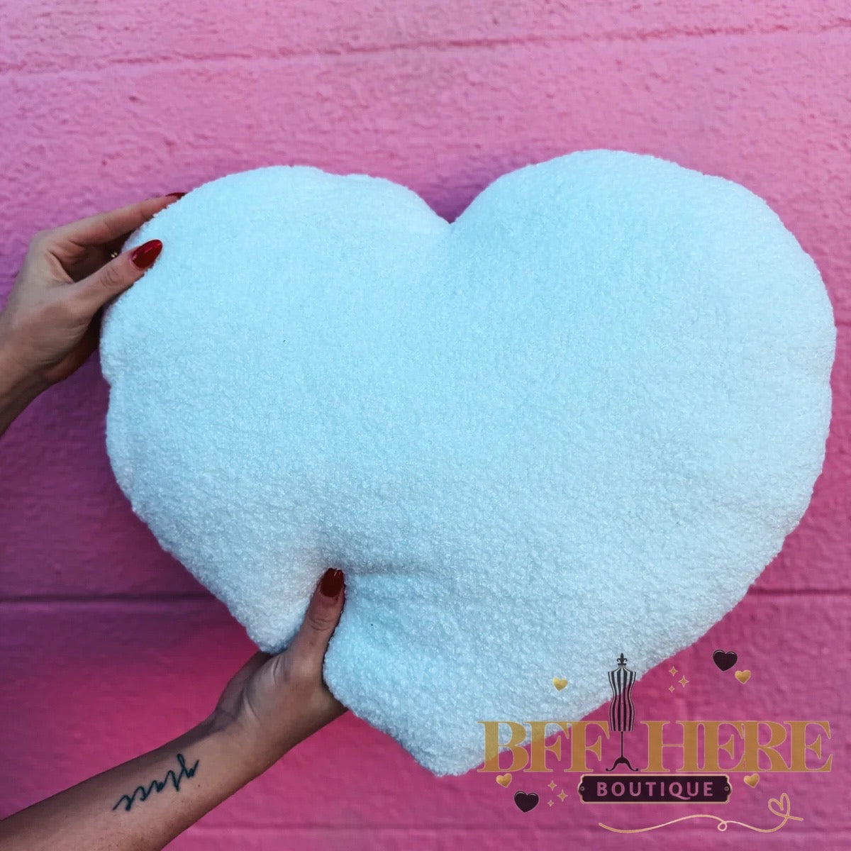 Heart Sherpa Pillows - BFF Here