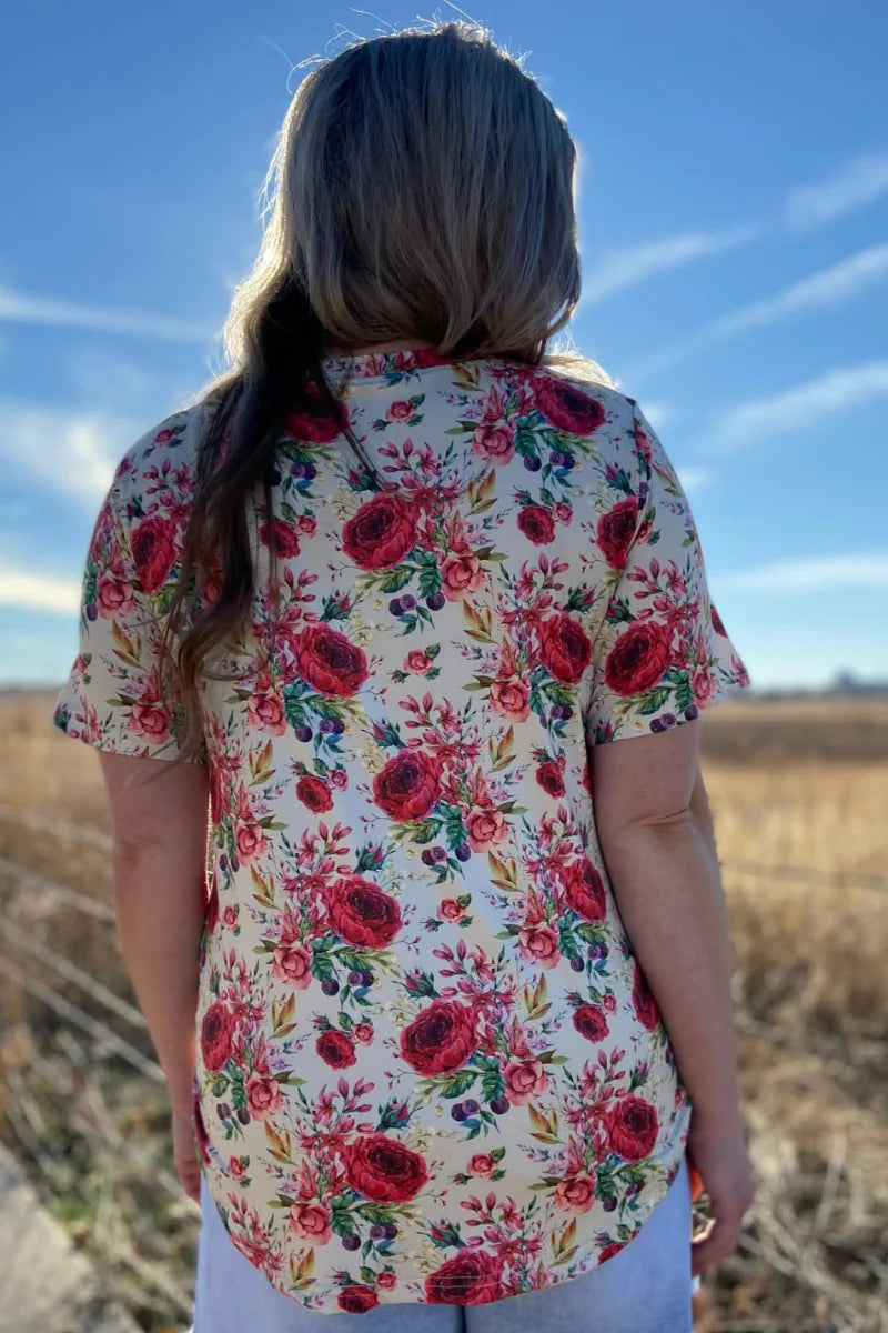 Porcelain Petals V-Neck Top by Sterling Kreek - BFF Here