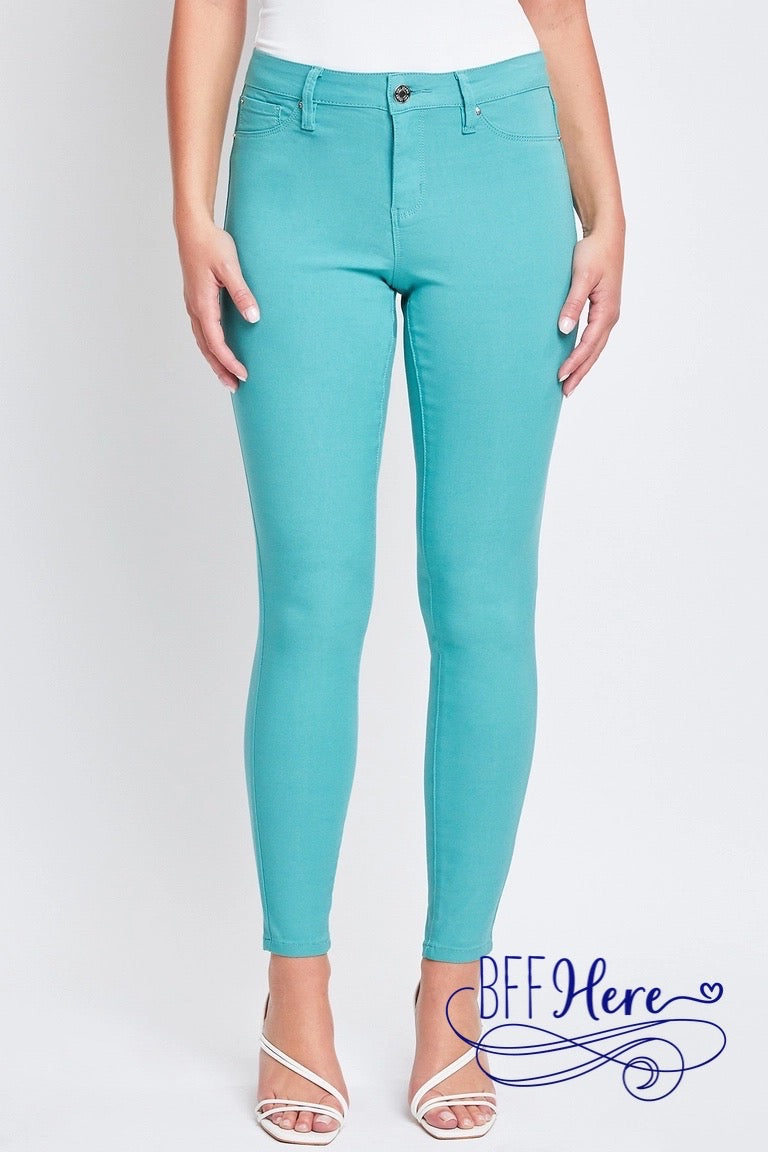 Spring Fling Hyperstretch Mid-Rise Skinny Jean / Choice of Color by YMI - BFF Here