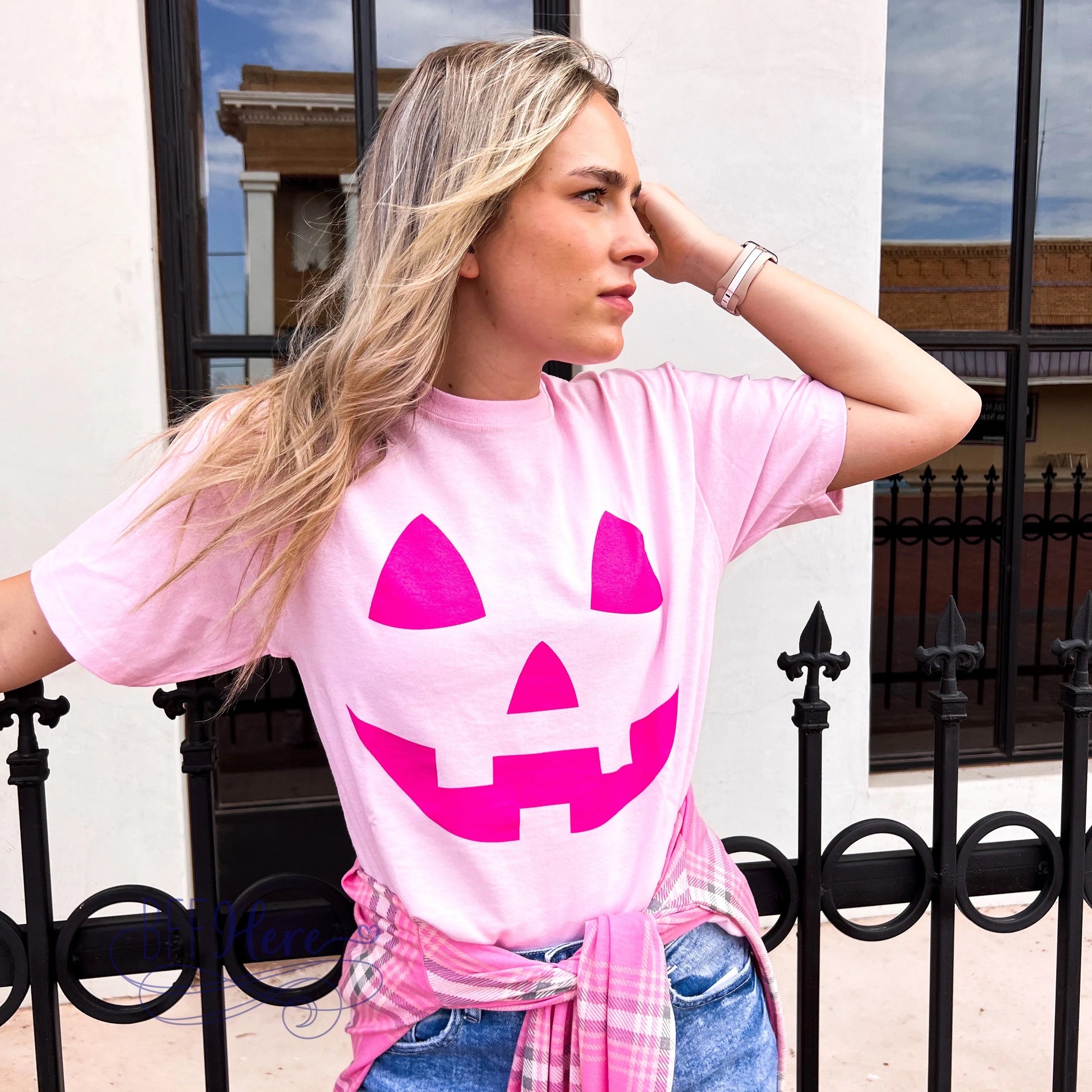 Festive & Fabulous: The Pink-O-Lantern Halloween T-Shirt - BFF Here