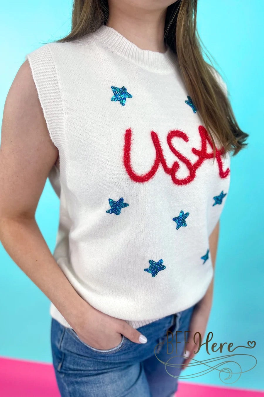 PREORDER-USA Tinsel Sweater Vest  by mJess Lea (Ships Beginning of June) - BFF Here