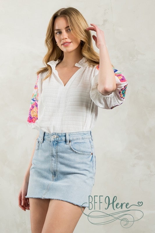 Tropical Carnival Embroidered Blouse - BFF Here