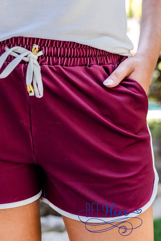 PREORDER: True Maroon Everyday Shorts / Black by Jess Lea (Ships End of February) - BFF Here