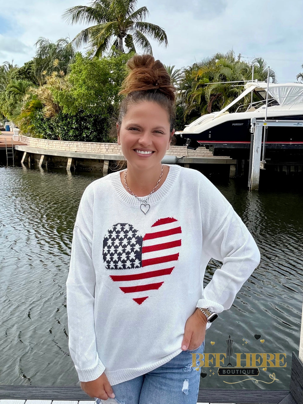 American Flag Heart Sweater by Jess Lea - BFF Here