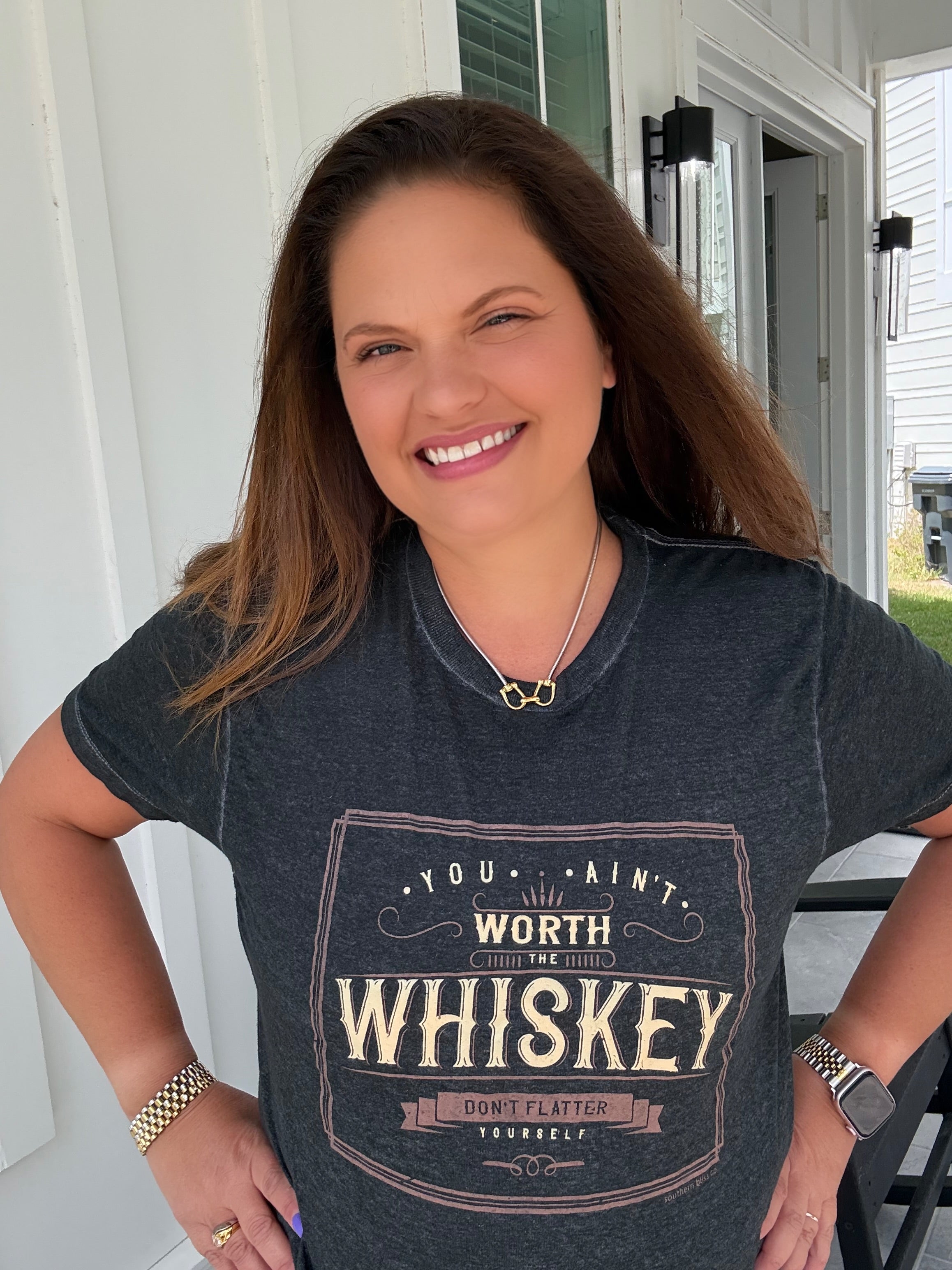 Worth The Whiskey Acid Wash Tee by Southern Bliss (ARRAY) — Ships 2-3 weeks - BFF Here