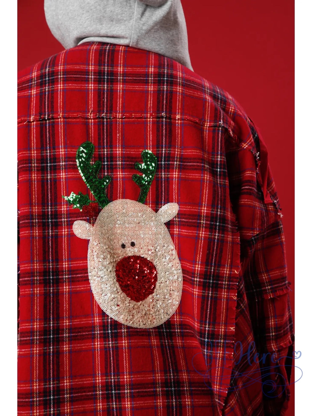 PREORDER: Rustic Glam Sequin Reindeer Plaid Flannel Shacket (Ships Beginning of November) - BFF Here