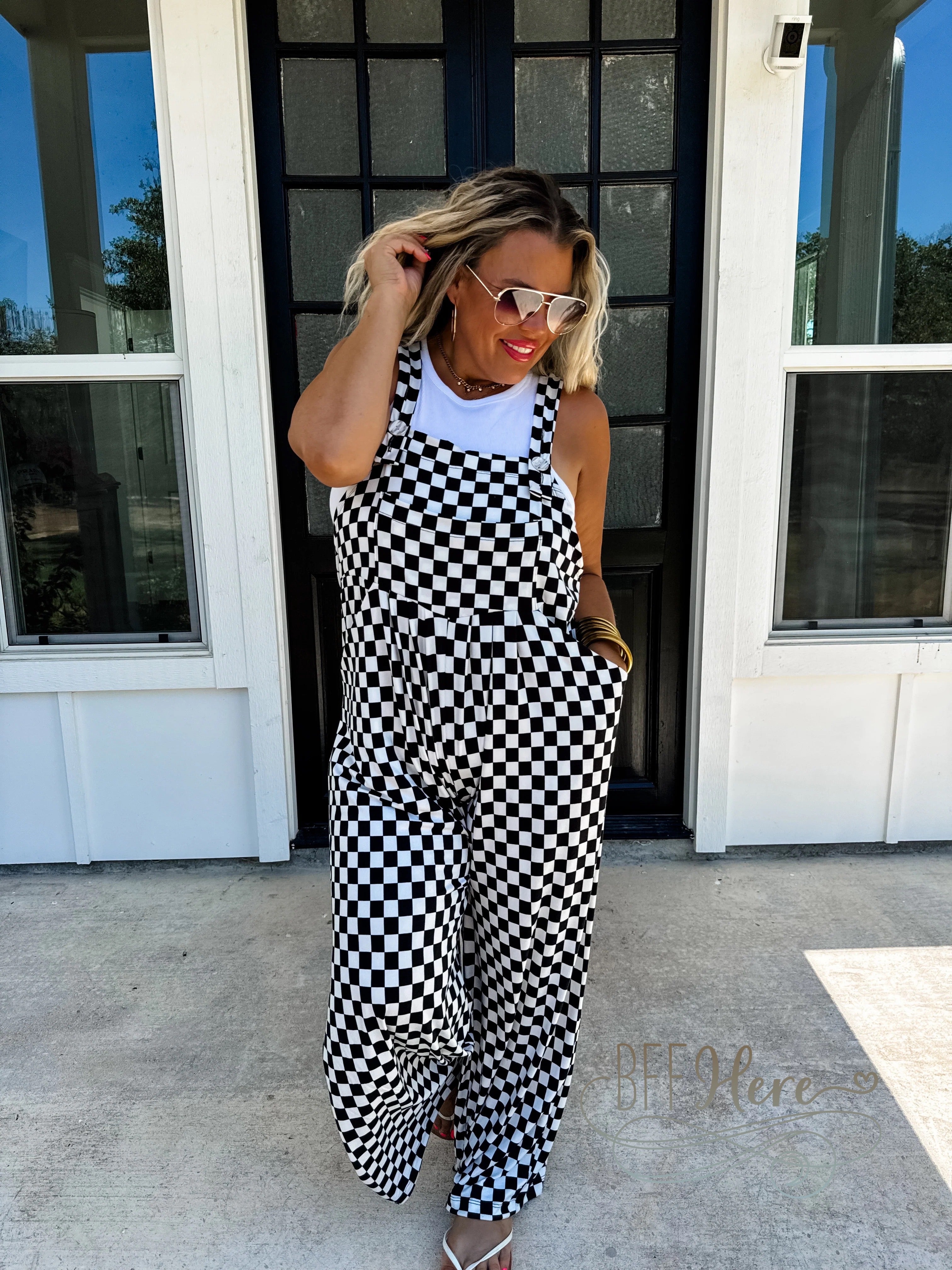 PREORDER: Checkered Karlie Overalls by Blakeley (Ships Middle of October) - BFF Here