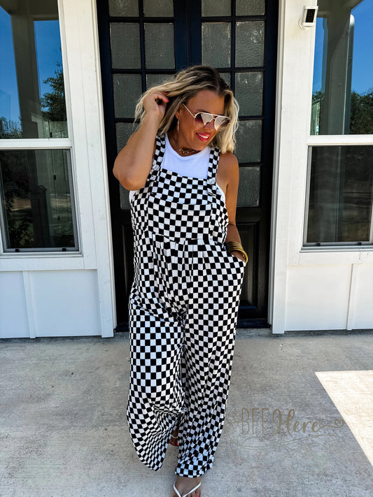 PREORDER: Checkered Karlie Overalls by Blakeley (Ships Middle of October) - BFF Here