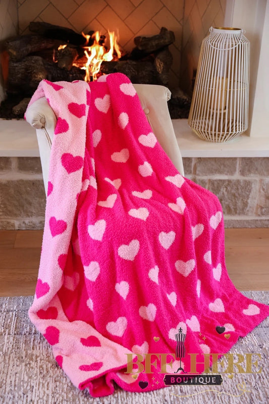 Pink Heart Blanket by Jess Lea