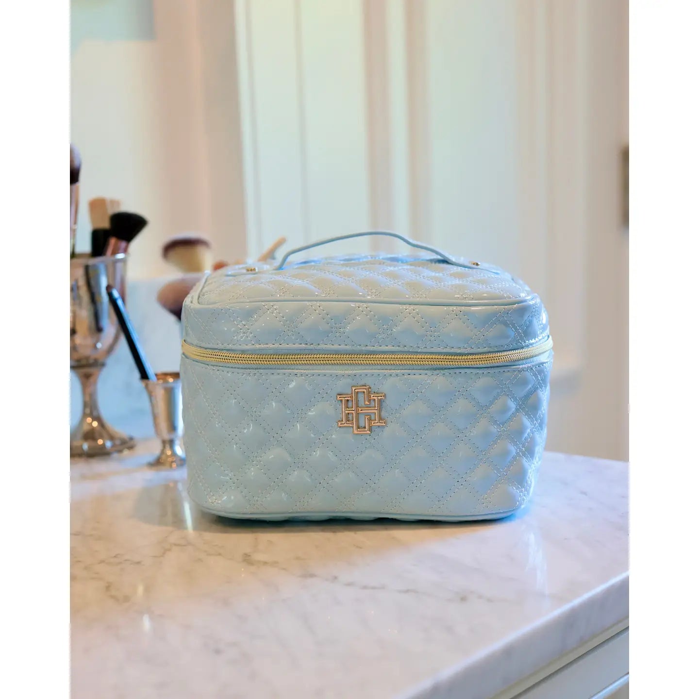 PREORDER: Hampton Train Case Light Blue Patent by Caroline Hill (ETA: July)