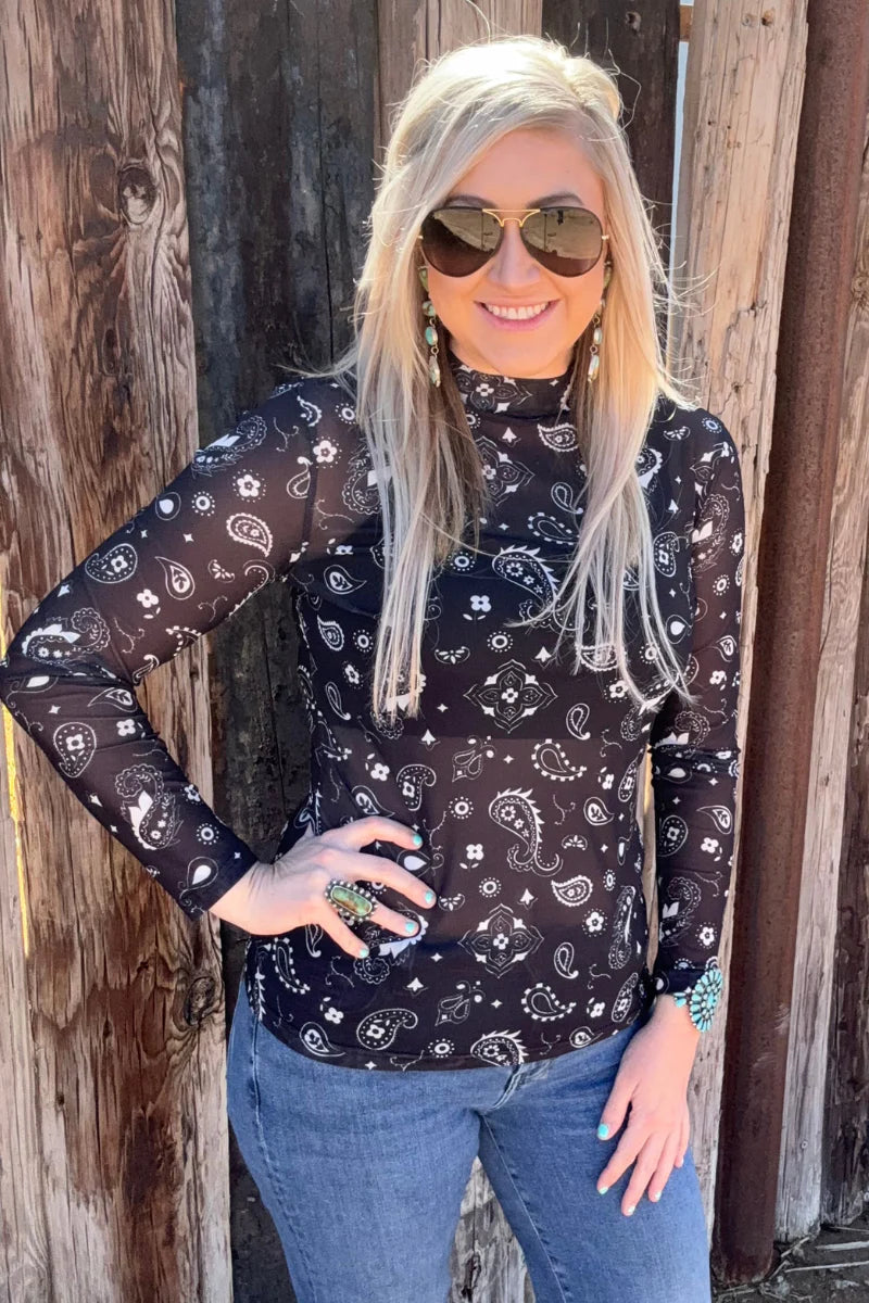 Bandana Babe Mesh Top / Black by Sterling Kreek - BFF Here