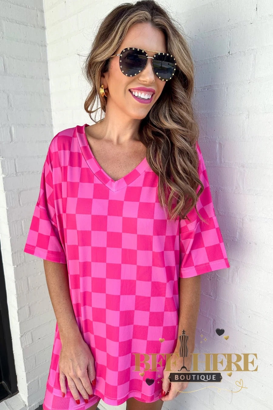 Daily Basis Biker Set, Pink Checkered Set by Jess Lea - BFF Here