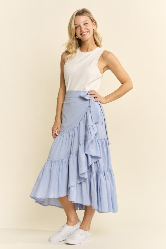 Asymmetrical Ruffle Wrap Midi Dress by Jade by Jane (Ships 2-3 weeks) - BFF Here