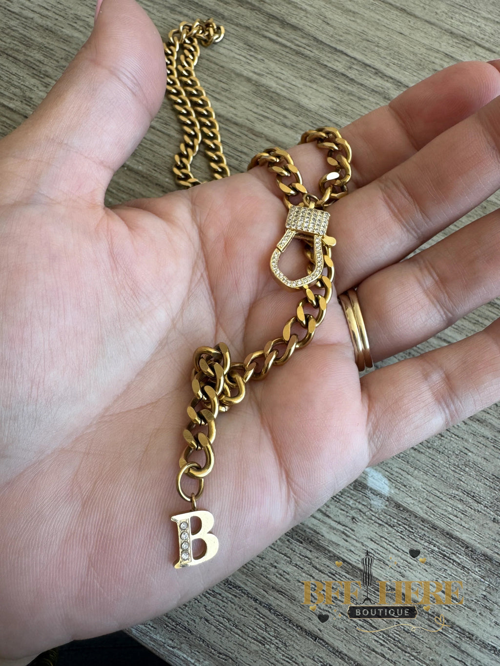Link & Chain Charm Necklace by Blakeley / Choice of Initial - BFF Here