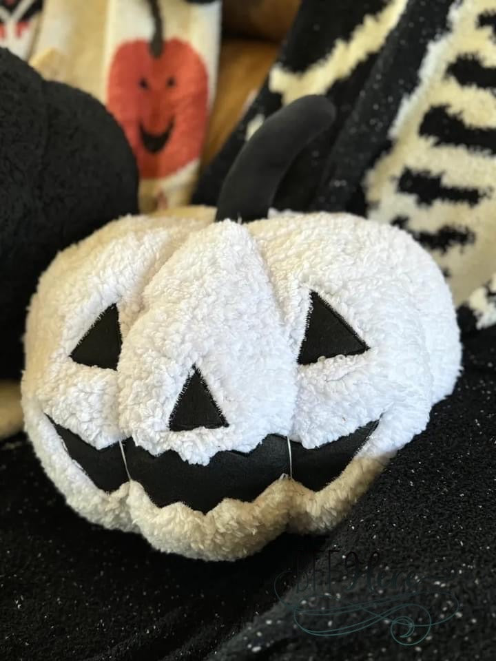 PREORDER: Spooktacular Jack-O'-Lantern Plush Pillow / White (Ships Middle of September) - BFF Here