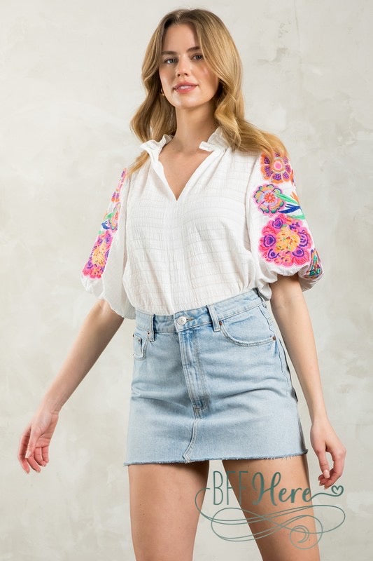 Tropical Carnival Embroidered Blouse - BFF Here