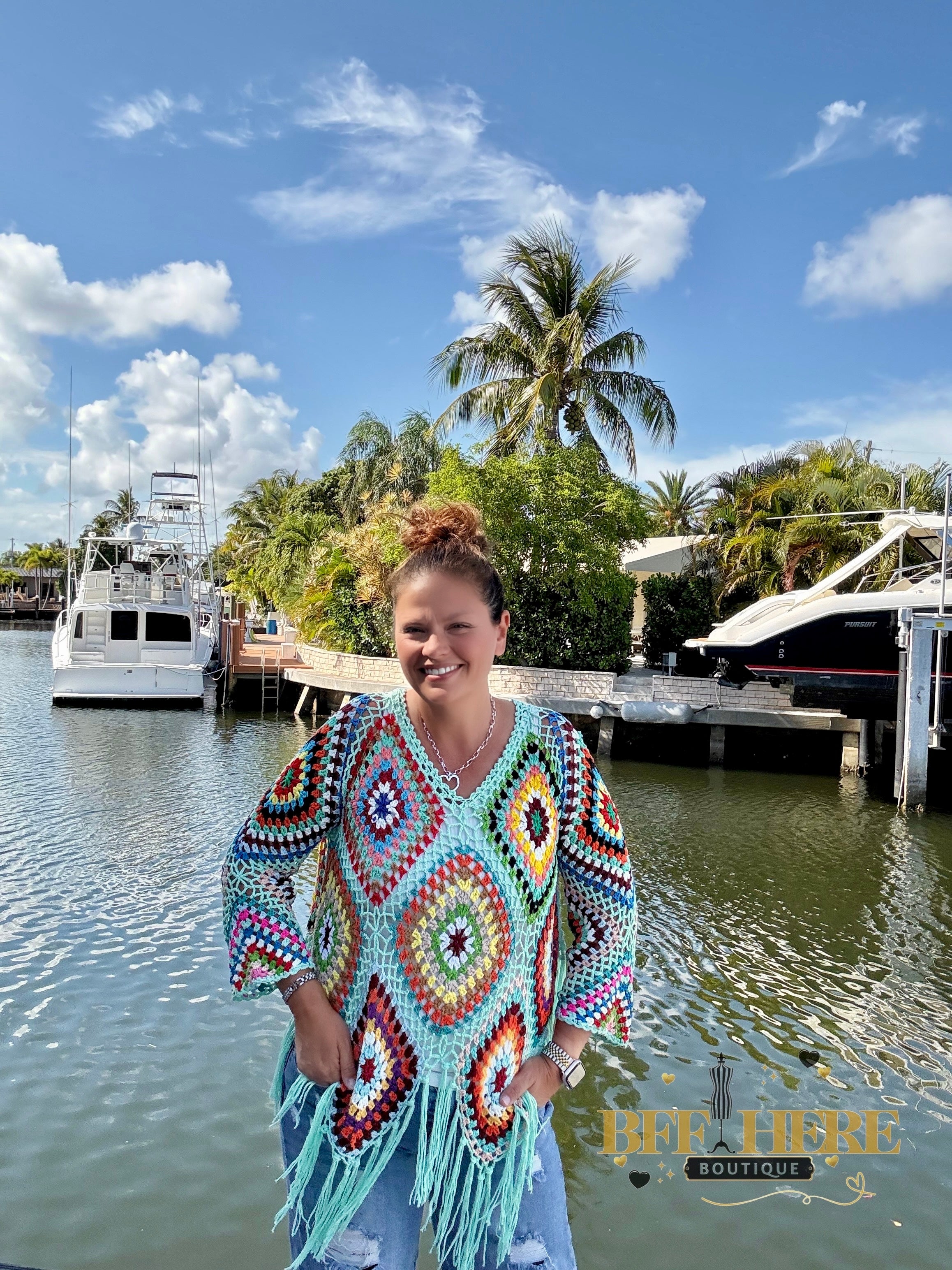 Boho Crochet Knit Top by Blakeley / Choice of Color - BFF Here