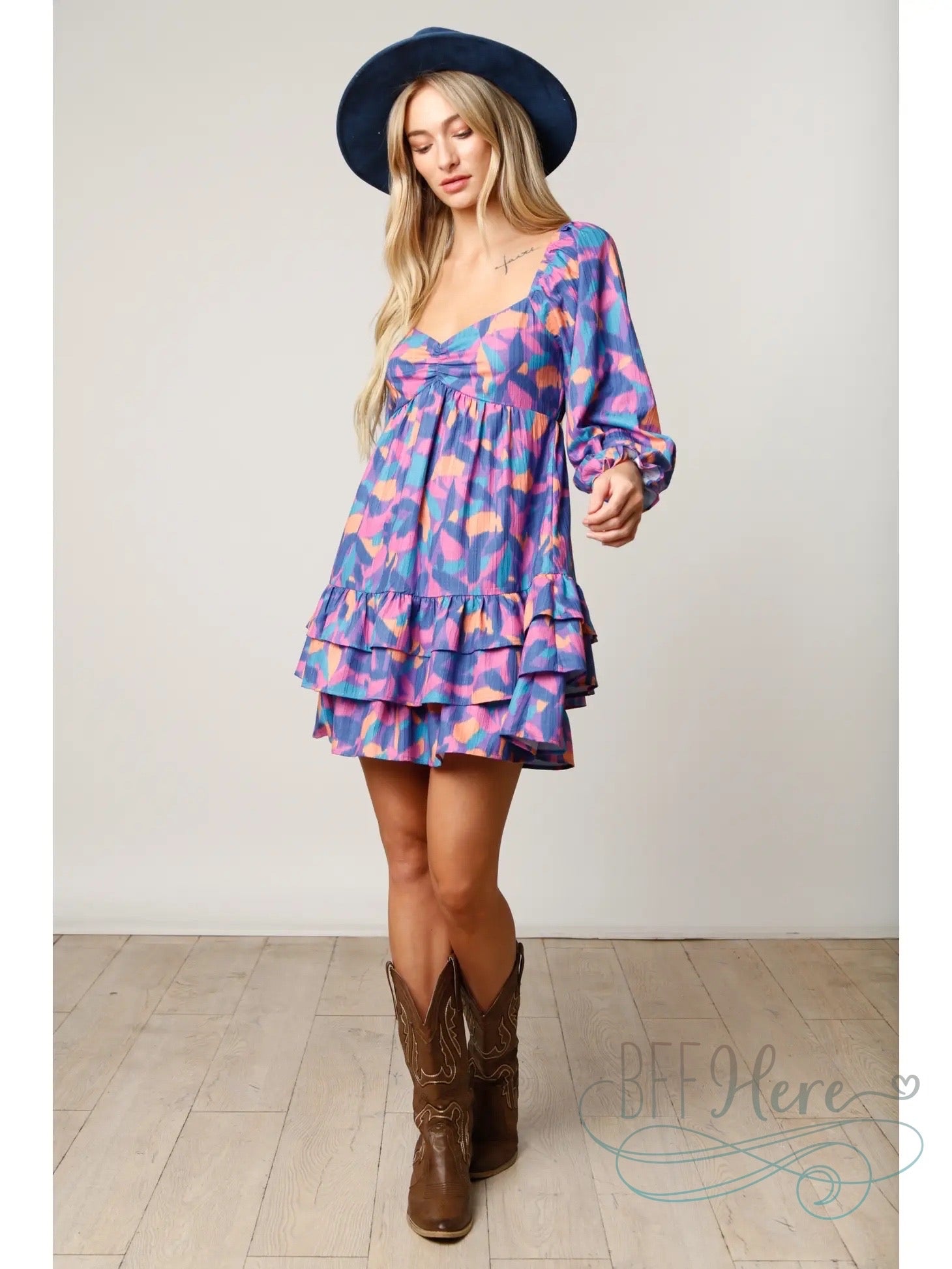 Garden Romance: Flowy Tiered Dress with Delicate Florals - BFF Here