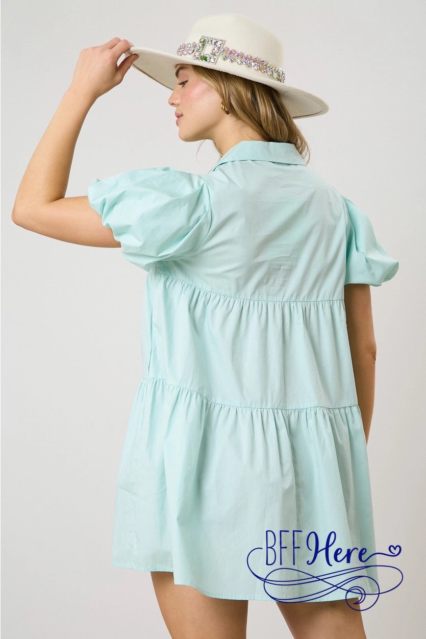 PREORDER: Glittering Egg Hunt: Sequin Easter Poplin Shirt Dress (Ships End of February) - BFF Here