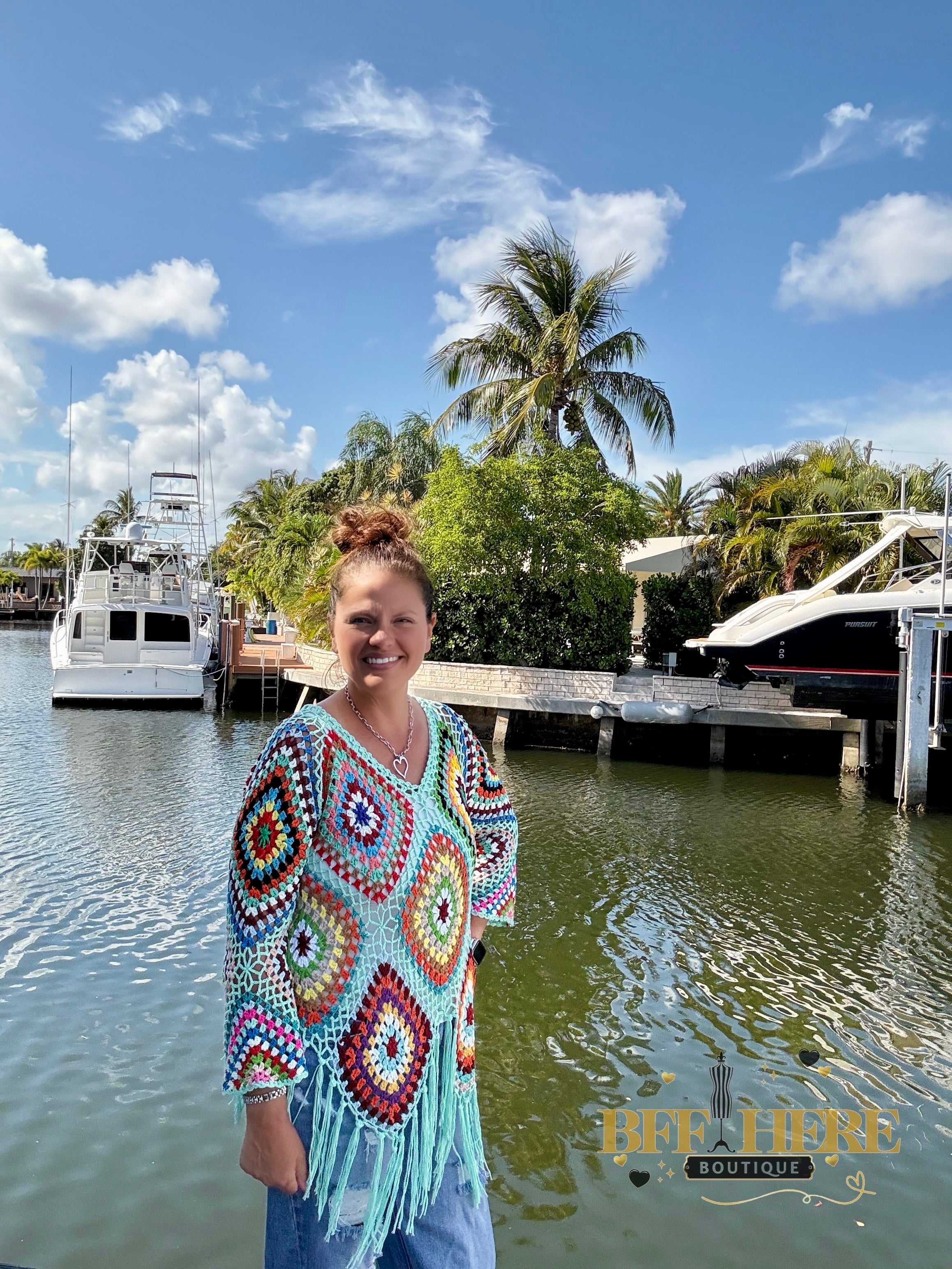 Boho Crochet Knit Top by Blakeley / Choice of Color - BFF Here