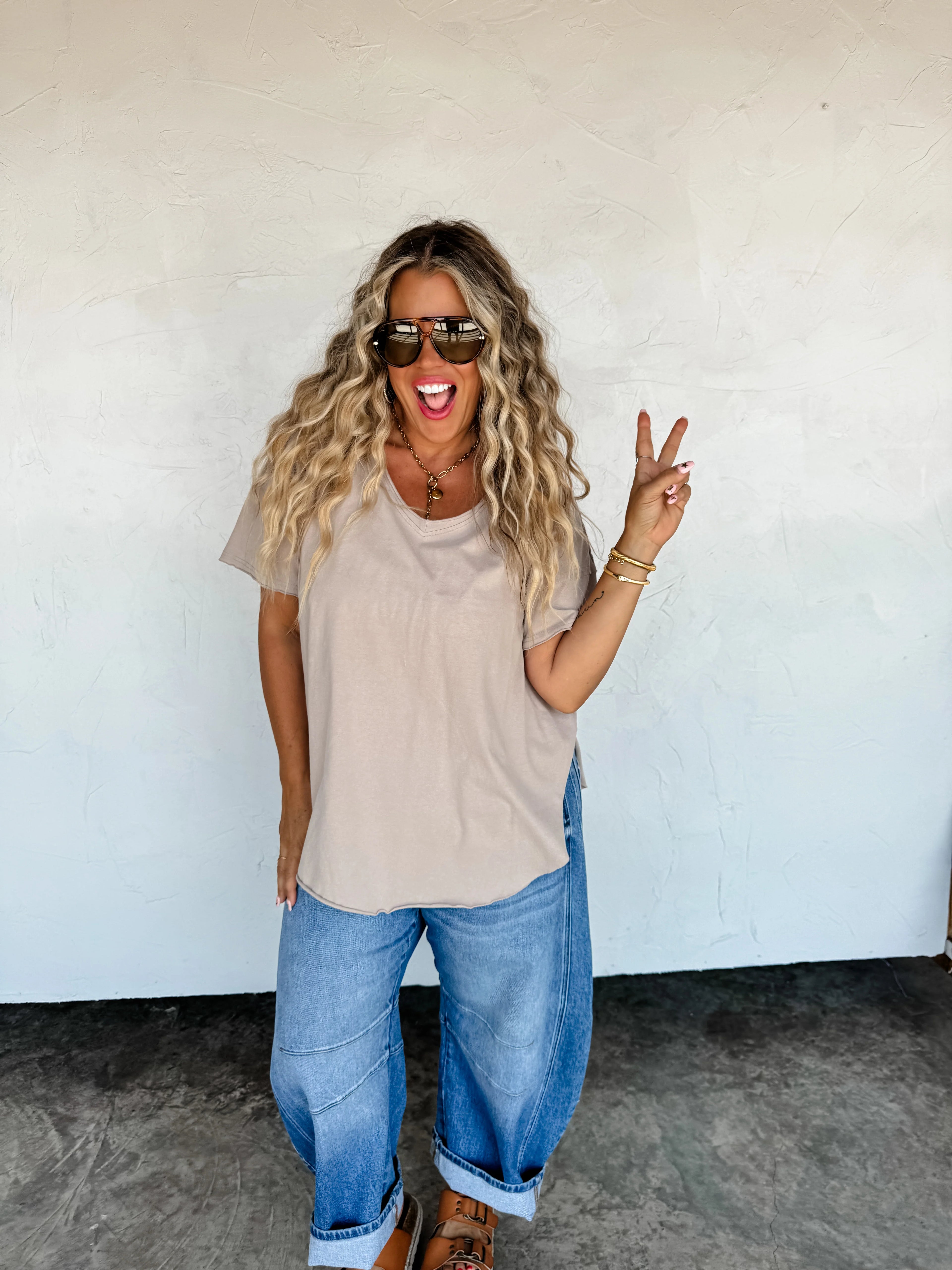 PREORDER: Joey V-Neck Washed Cotton Boyfriend Tee by Blakeley (ETA: Early December) - BFF Here