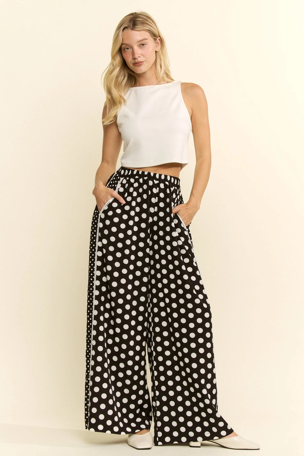 Contrast Dot Side Panel Pants (ARRAY) by Jade by Jane (Ships 2-3 weeks) - BFF Here