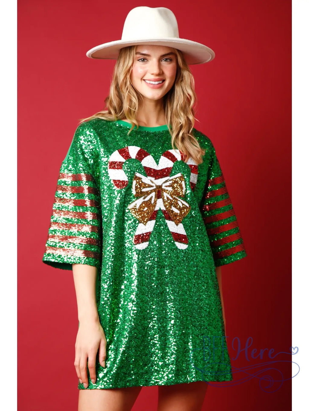 Sweet Sparkle Sequin Candy Cane Dress / Choice of Color - BFF Here