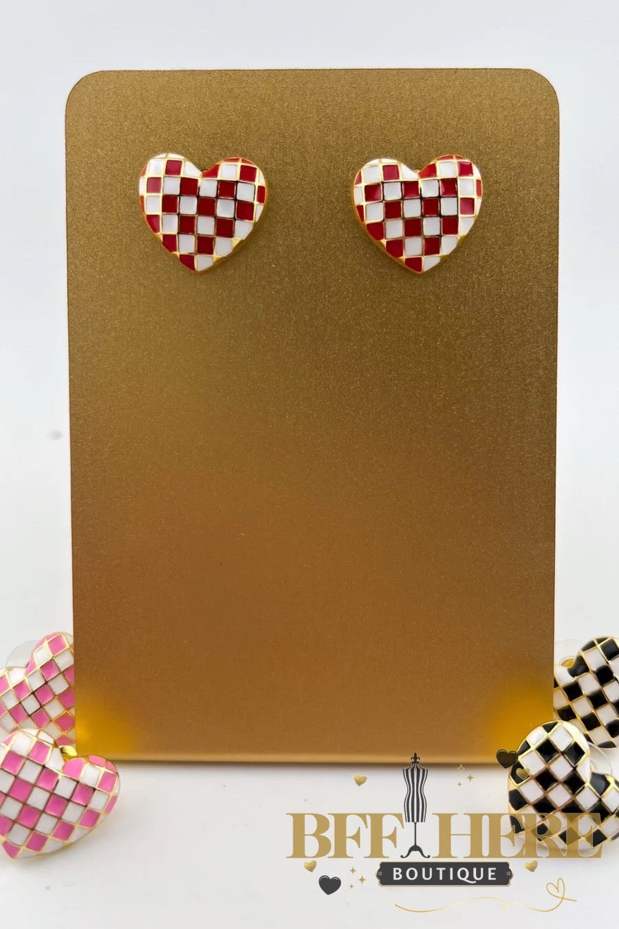 Lost In Love Checkered Earrings by Jess Lea - BFF Here