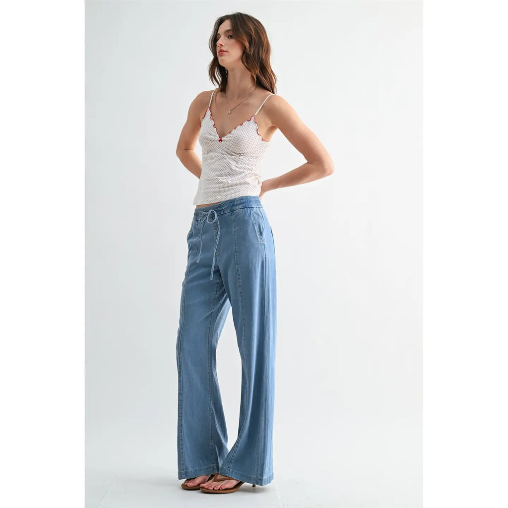 High-Rise Wide Joggers / French Blue by Mica Denim (ARRAY) — Ships 2-3 weeks - BFF Here