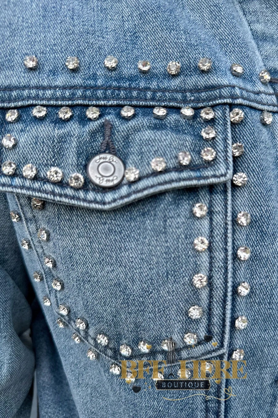 Stevie Rhinestone Denim Jacket by Jess Lea - BFF Here
