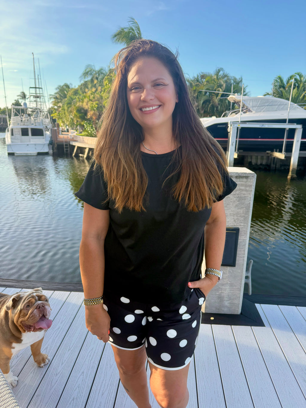 Polka Dot Posie Shorts - Long / Black by Sterling Kreek - BFF Here